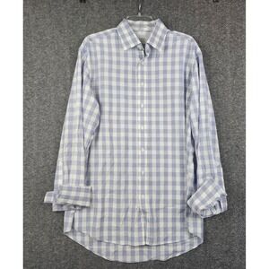 Charles Tyrwhitt Button Down Mens 17/36 Blue Check Non Iron SN569NAV